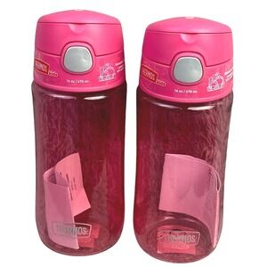 Thermos Water Bottle 16 oz. Kid's Funtainer Plastic Hydration Spout Lid Set of 2